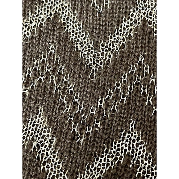 Dress Barn Womens Chevron Metallic Poncho Wrap Tunic Brown Gold O/s - Picture 5 of 7